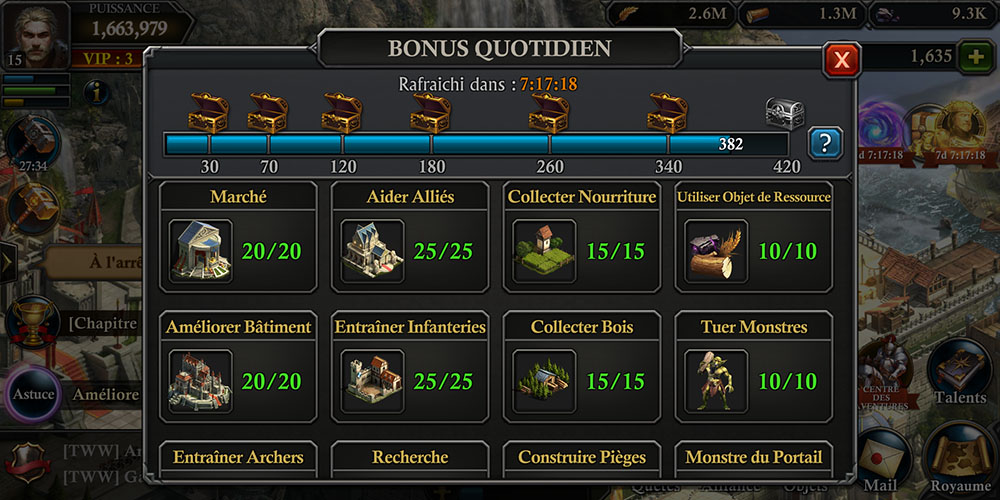 bonus quotidien gratuits king of avalon