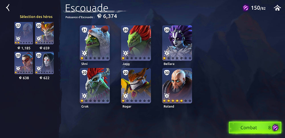 cr&eacute;er escouade h&eacute;ros aom