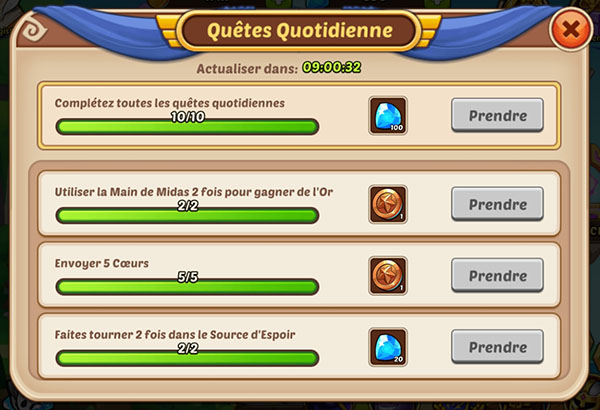 faire quêtes quotidiennes idle heroes