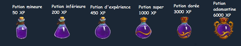 potions d'xp dans age of magic